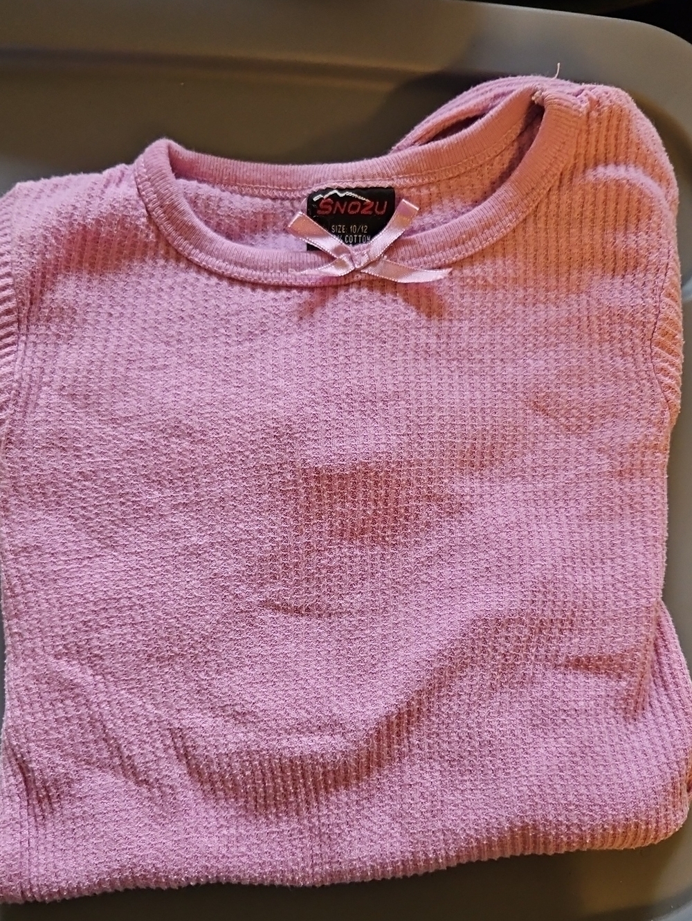 Snozu Light Pink Crew Neck Sweater with Bow Accent